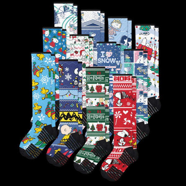 Winter Peanuts Patterns Compression Diabetic Socks Bundle 12-Pack — Viasox