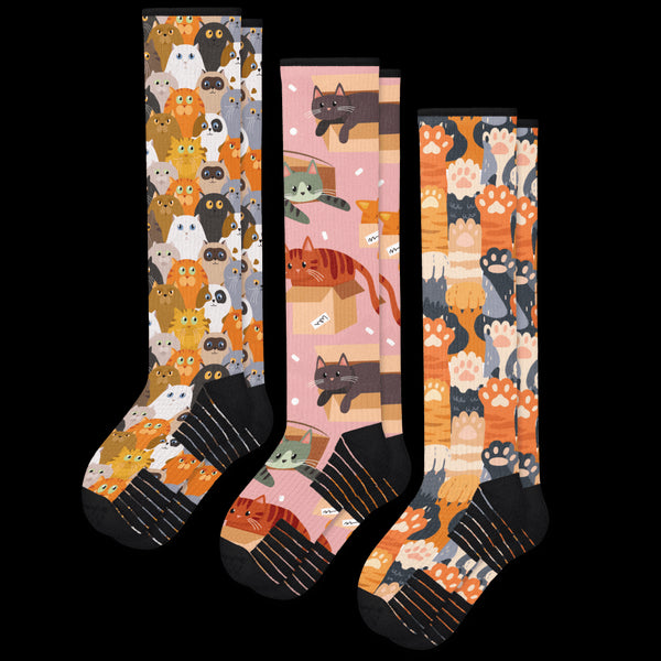 Cat Lovers Compression Socks 3-Pack Bundle