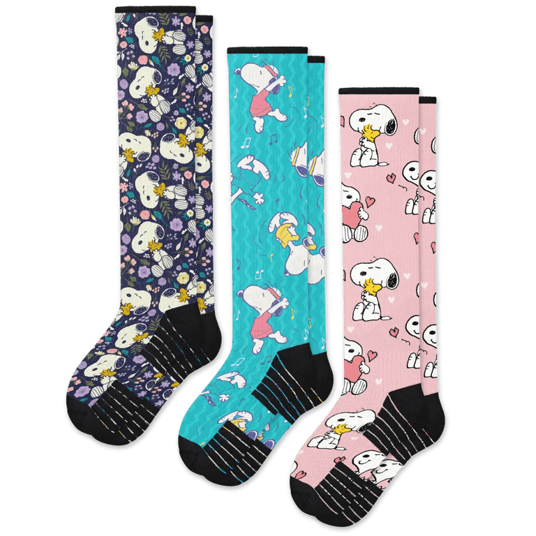 Live Laugh Snoopy Compression Socks Bundle 3-Pack