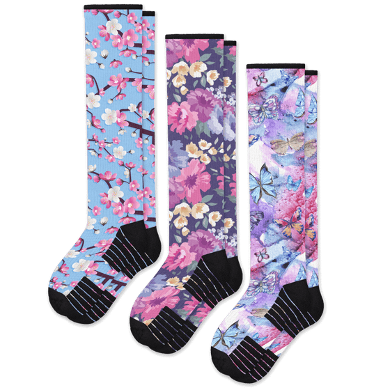 Viasox Flower Power Compression Socks 3-Pack front view