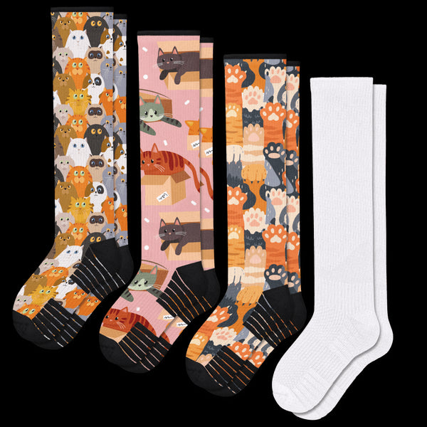 Meow Mix Compression Socks 4-Pack Bundle