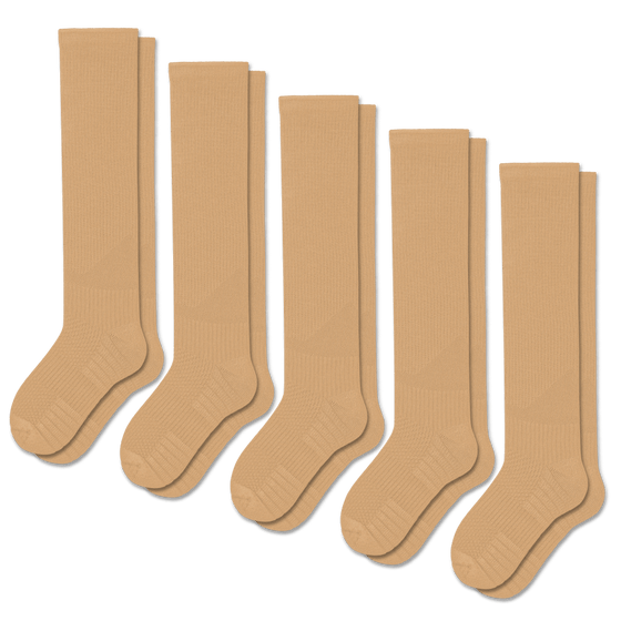 Viasox Tan Compression Socks Bundle 5-Pack front view