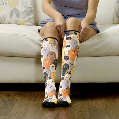 Viasox Cats Compression Socks pair displayed
