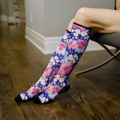Viasox Floral Compression Socks detail close-up