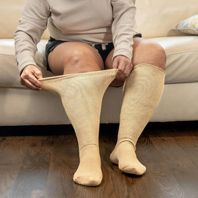 Viasox Tan EasyStretch™ Socks pair displayed