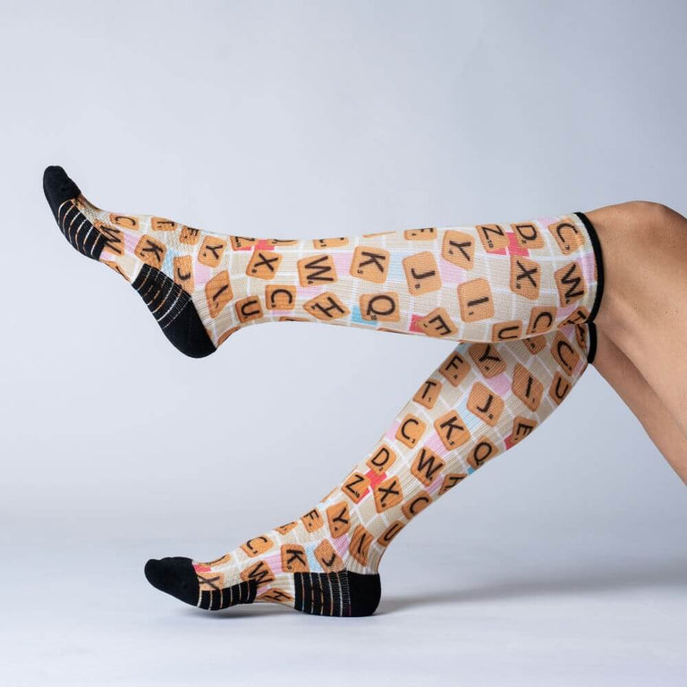 Letter Tiles Compression Socks