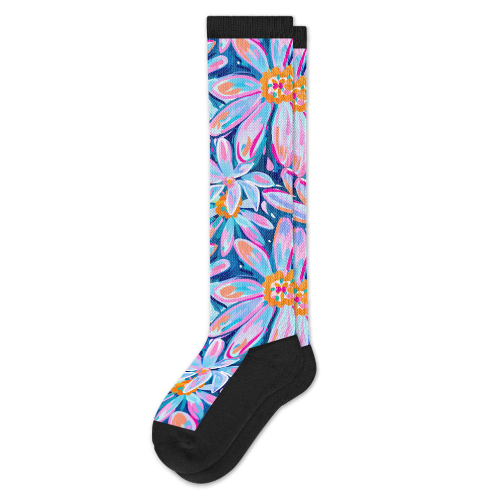 Viasox Daisy Blue EasyStretch Socks front view