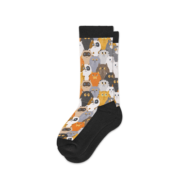 Viasox Cats EasyStretch™ Socks Crew Cut Flat View