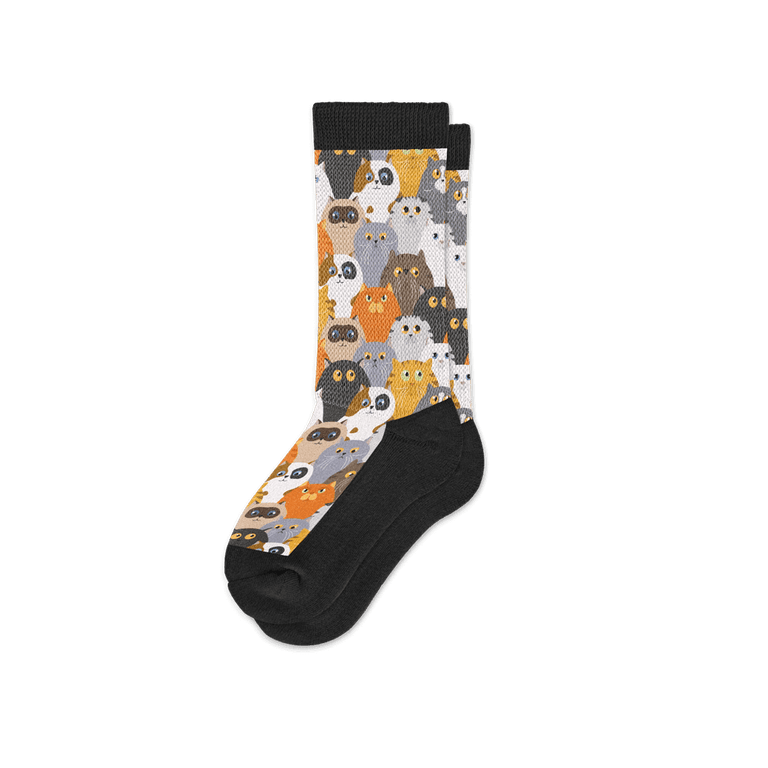 Viasox Cats EasyStretch™ Socks Crew Cut Flat View