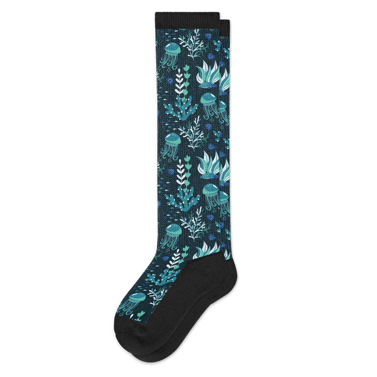 Viasox Jellyfish Blues EasyStretch™ Socks Flat View