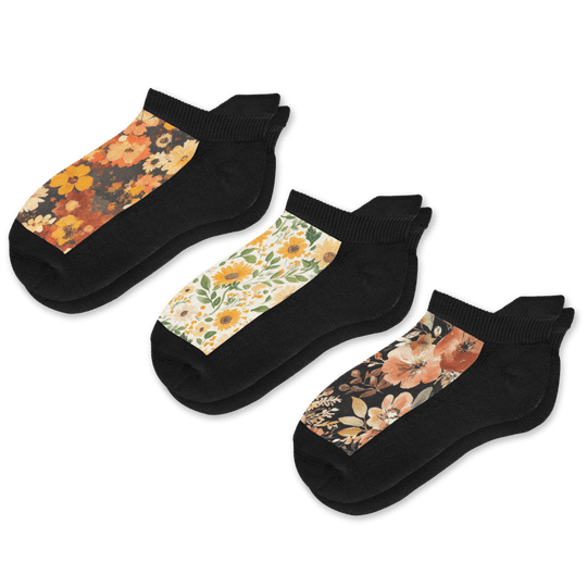 Autumn Florals Ankle Socks 3-Pack Bundle