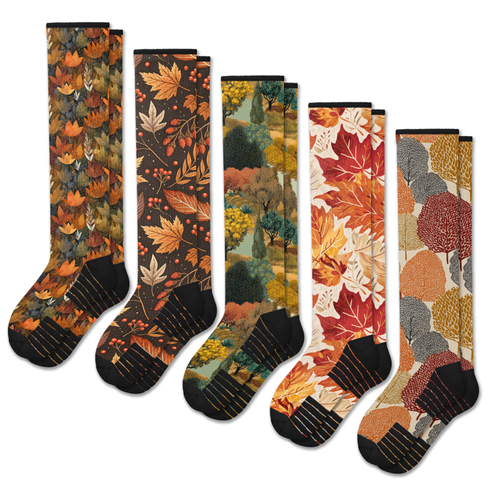 Viasox Fall Foliage Compression Socks 5-Pack Bundle
