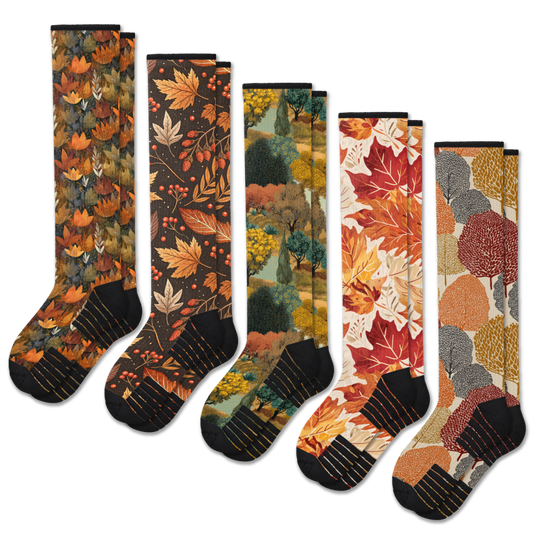 Fall Foliage Compression Socks 5-Pack Bundle