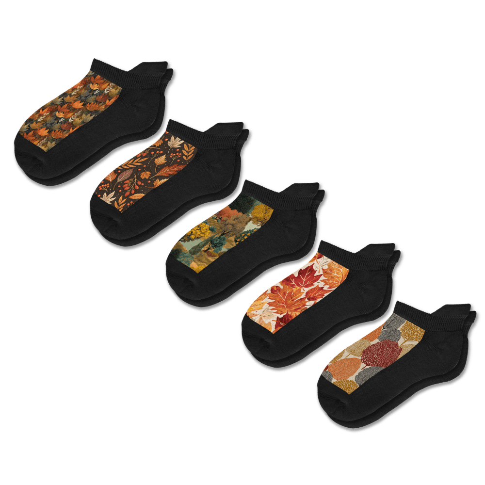 Viasox Fall Foliage Ankle Socks 5-Pack Bundle