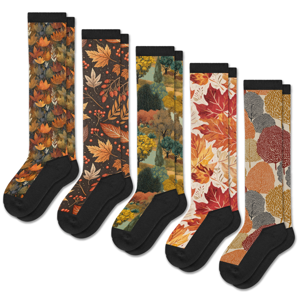 Viasox Fall Foliage EasyStretch™ Socks 5-Pack Bundle