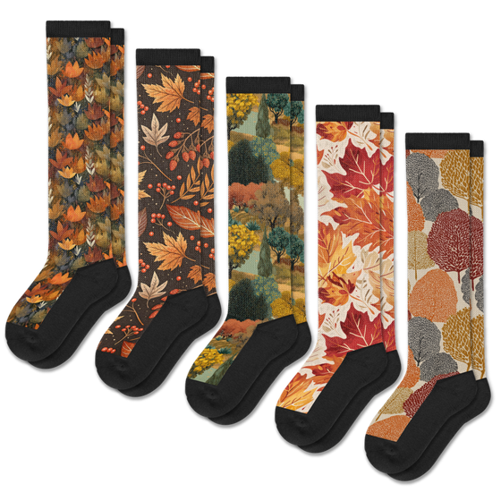 Viasox Fall Foliage EasyStretch™ Socks 5-Pack Bundle