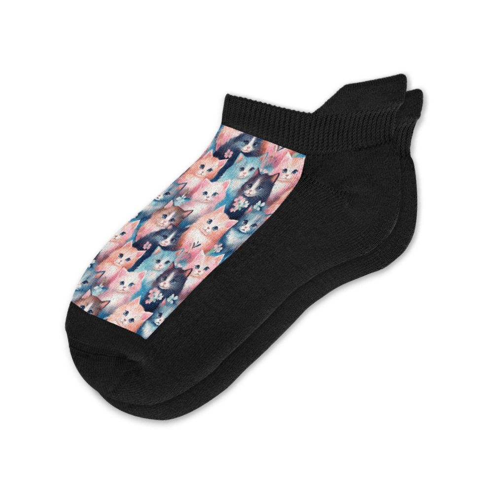 Viasox Flower Cats Ankle Socks front view