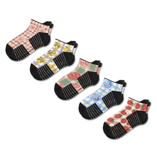 Gingham Garden Ankle Compression Socks 5-Pack Bundle