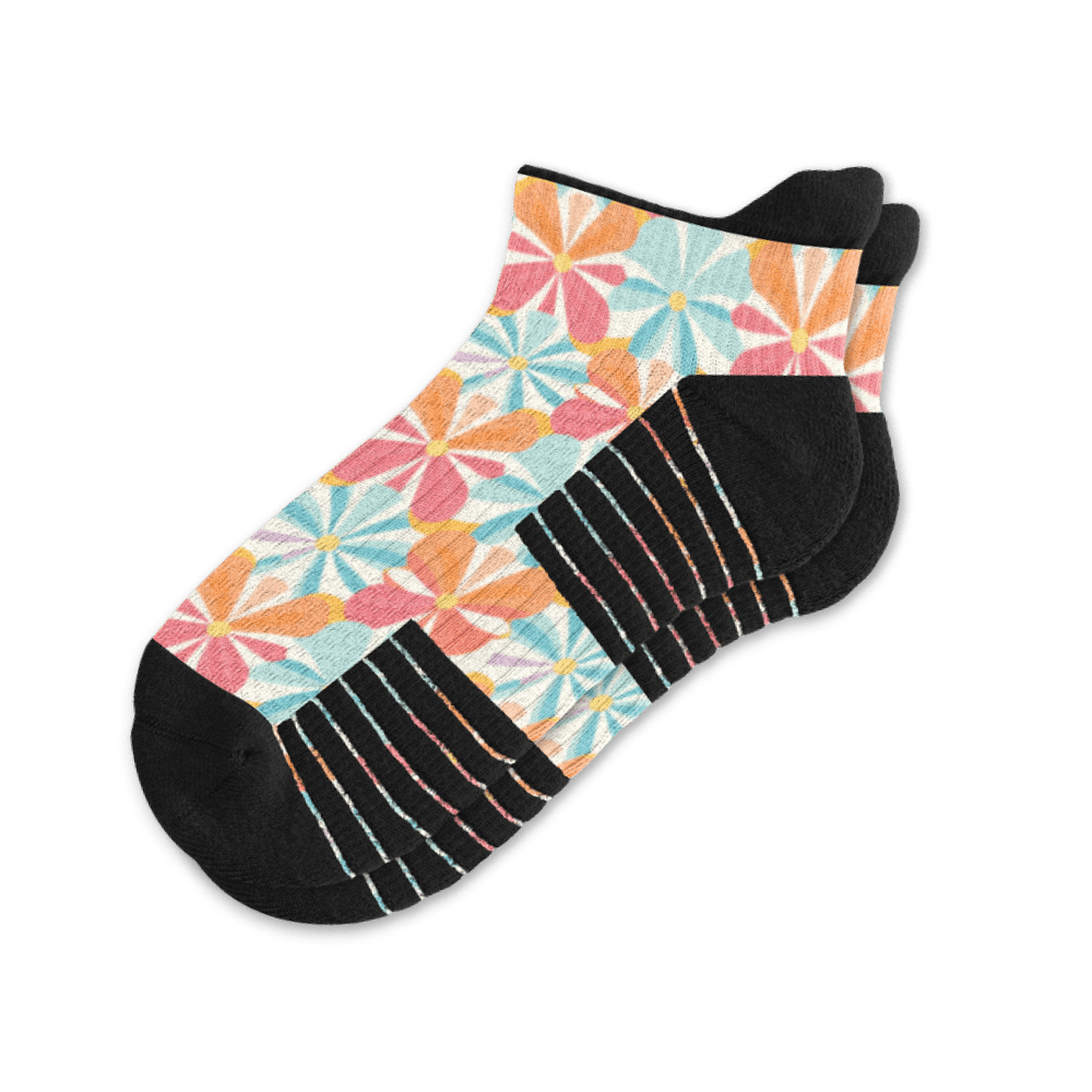 Viasox Groovy Blooms Ankle Compression Socks front view