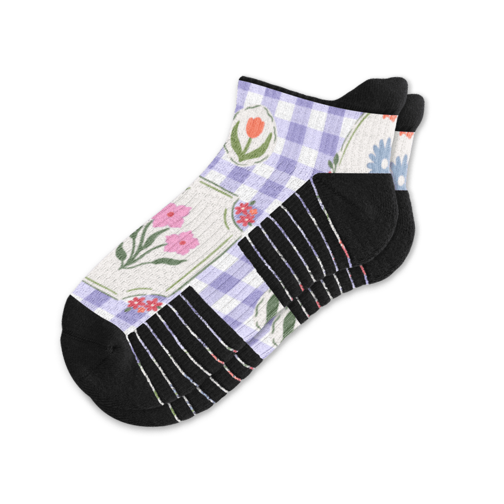 Viasox Lavender Picnic Ankle Compression Socks front view