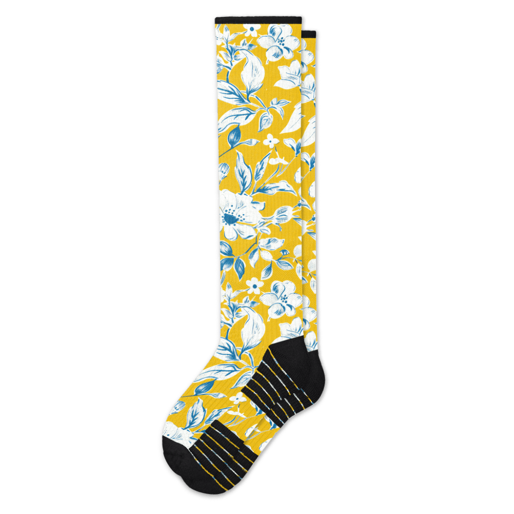 Mustard Floral Compression Socks