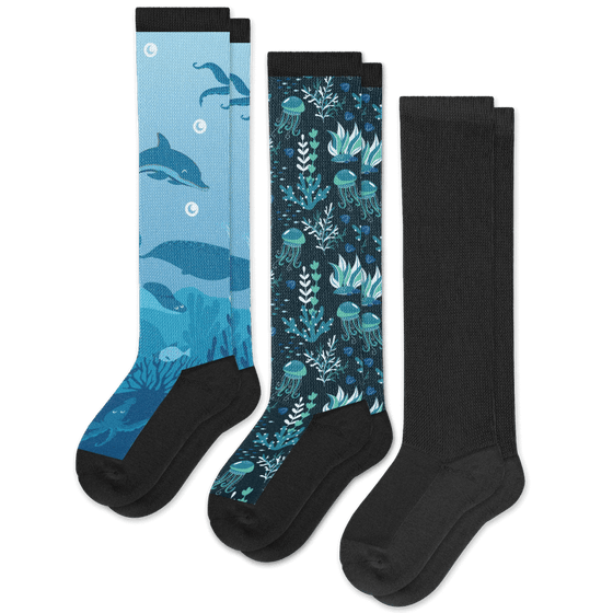 Viasox Dark Waters EasyStretch™ Socks Bundle 3-Pack front view