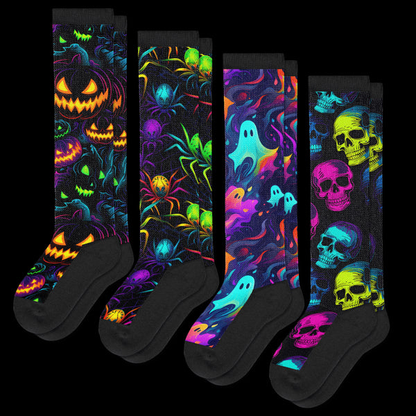 4-Pack EasyStretch™ Diabetic Socks Spooky Halloween Bundle - Viasox