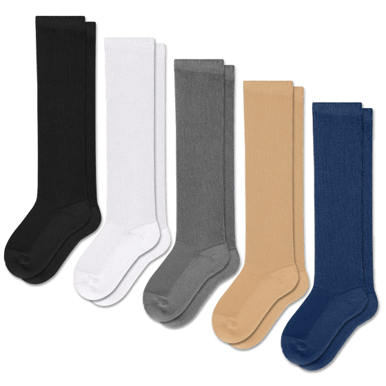 Viasox Solid Essentials EasyStretch™ Socks Bundle 5-Pack front view