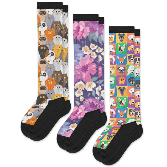 Viasox Paws & Petals EasyStretch™ Socks Bundle 3-Pack front view
