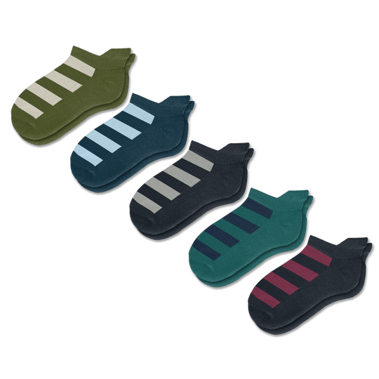 Striped Ankle Socks 5-Pack Bundle