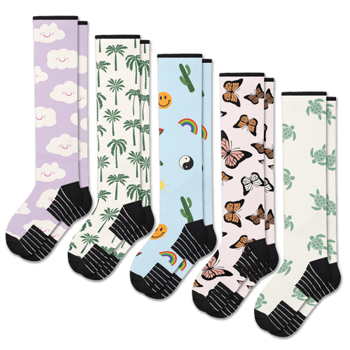 Happy Vibes Compression Socks 5-Pack Bundle