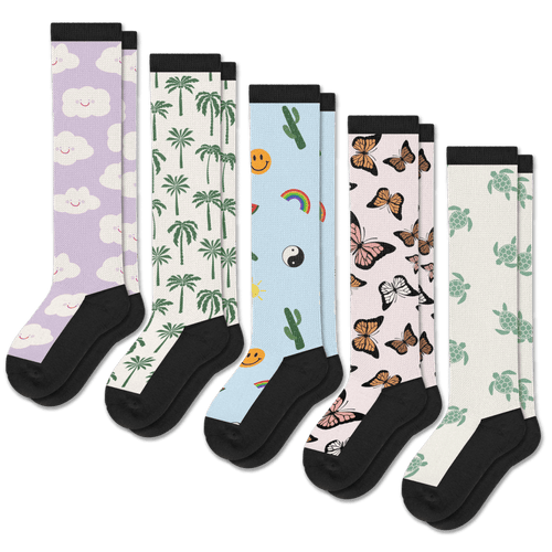 Happy Vibes EasyStretch™ Socks 5-Pack Bundle