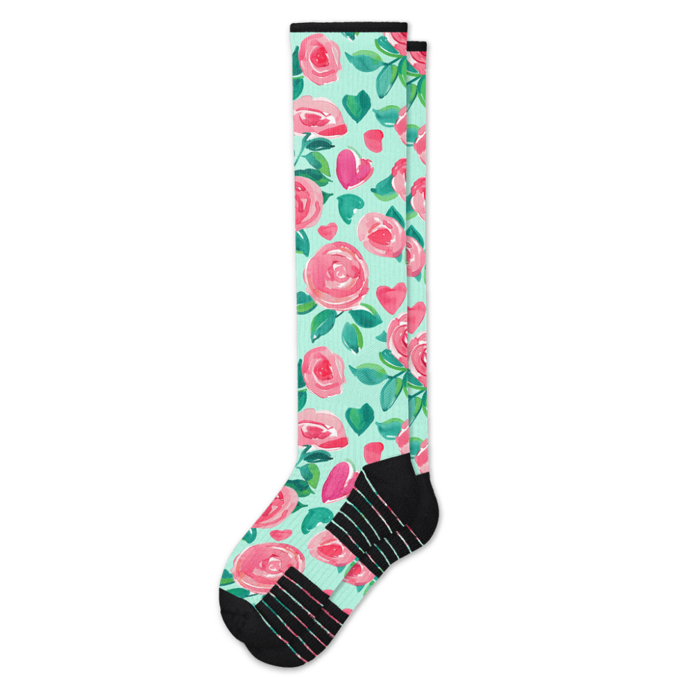 Viasox Sweet Roses Compression Socks front view