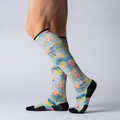 Viasox Pastel Pond Compression Socks stretched display