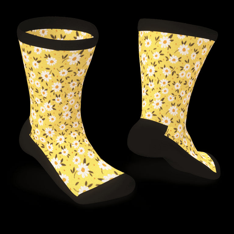 Yellow flower socks for diabetics