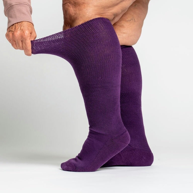 Viasox Royal Purple EasyStretch™ Socks Side View With Stretch