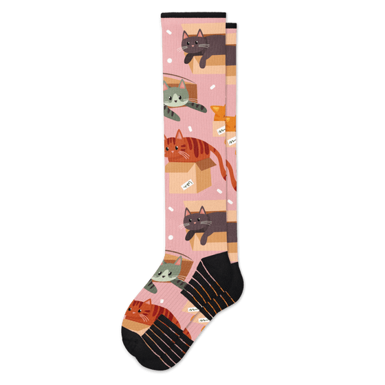 Viasox Cats in Boxes Compression Socks front view