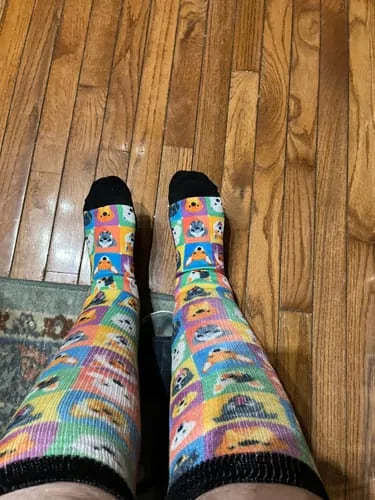 Dog-panel EasyStretch™ socks worn with feet up